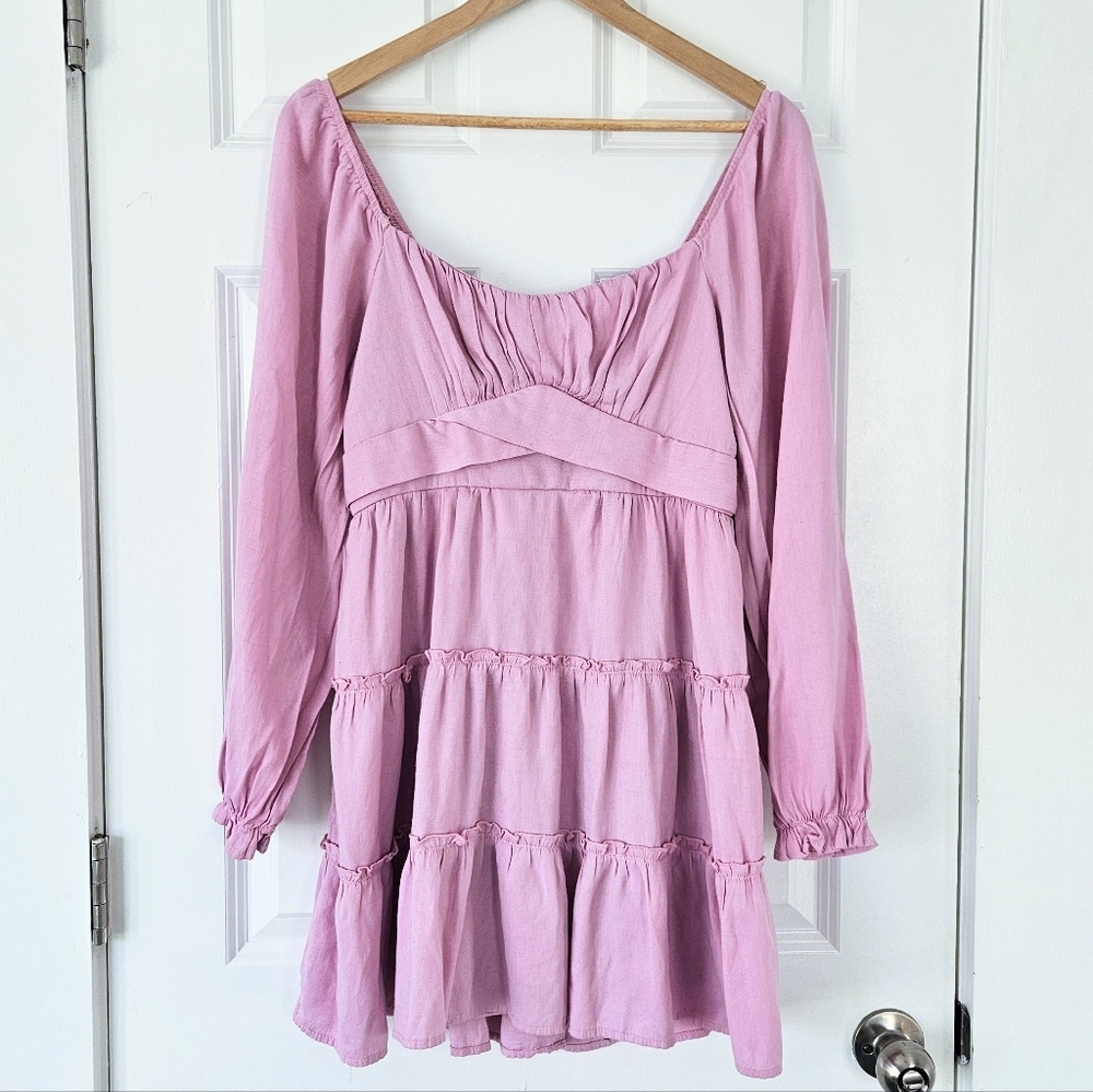 Altar'd State Long SleeveTiered Peasant Dress Lined L Large - Picture 3 of 5